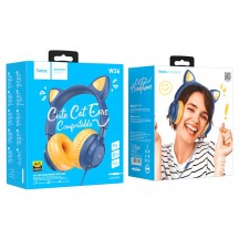 Casca Hoco Hoco - Wired Headphones Cat Ears (W36) - Jack 3.5mm, with Microphone - Midnight Blue 6931474770400