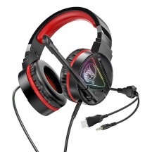Casca Hoco Hoco - Wired Headphones (W104) - for Gaming, Jack 3.5mm with Microphones, Jack, USB - Red 6931474749819