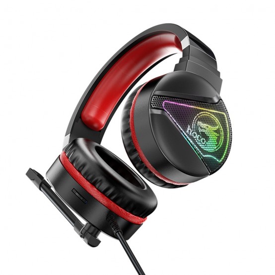 Casca Hoco Hoco - Wired Headphones (W104) - for Gaming, Jack 3.5mm with Microphones, Jack, USB - Red 6931474749819