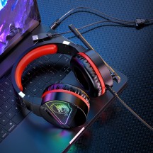 Casca Hoco Hoco - Wired Headphones (W104) - for Gaming, Jack 3.5mm with Microphones, Jack, USB - Red 6931474749819