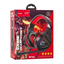 Casca Hoco Hoco - Wired Headphones (W104) - for Gaming, Jack 3.5mm with Microphones, Jack, USB - Red 6931474749819