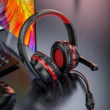Casca Hoco Hoco - Wired Headphones Magic Tour (W103) - for Gaming, Jack, with Microphone - Red 6931474741622