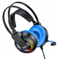 Casca Hoco Hoco - Wired Headphones Joyful (W105) - for Gaming, Jack 3.5mm, with LED - Blue 6931474754172