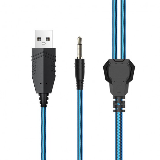 Casca Hoco Hoco - Wired Headphones Joyful (W105) - for Gaming, Jack 3.5mm, with LED - Blue 6931474754172