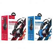 Casca Hoco Hoco - Wired Headphones Joyful (W105) - for Gaming, Jack 3.5mm, with LED - Blue 6931474754172