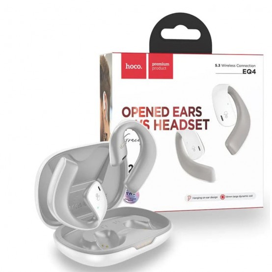 Casca Hoco Hoco - Wireless Headset (EQ4) - Bone Conduction, TWS, Bluetooth 5.3, Hi-Fi Sound - White 6931474798602