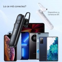 Casca Hoco Hoco - Bluetooth Headset Diamond (E63) - Bluetooth 5.0, Rotary Ear Hook - White 6931474758880