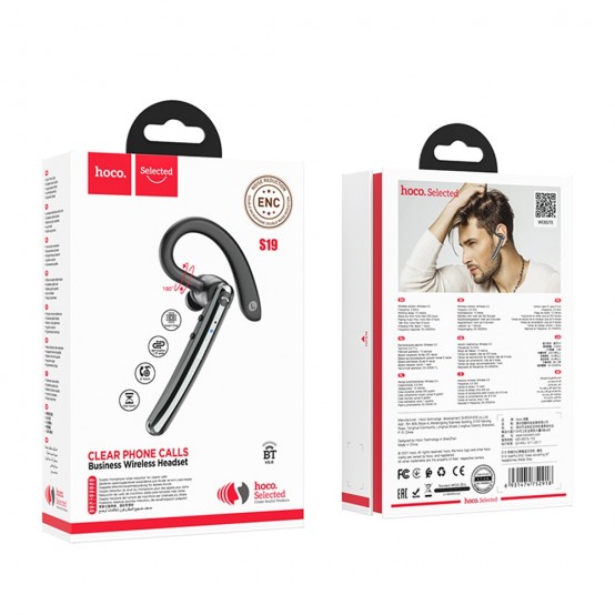Casca Hoco Hoco - Bluetooth Headset (S19) - Bluetooth V5.0, ENC Environmental Noise Cancellation with Accurate Microphone - Met