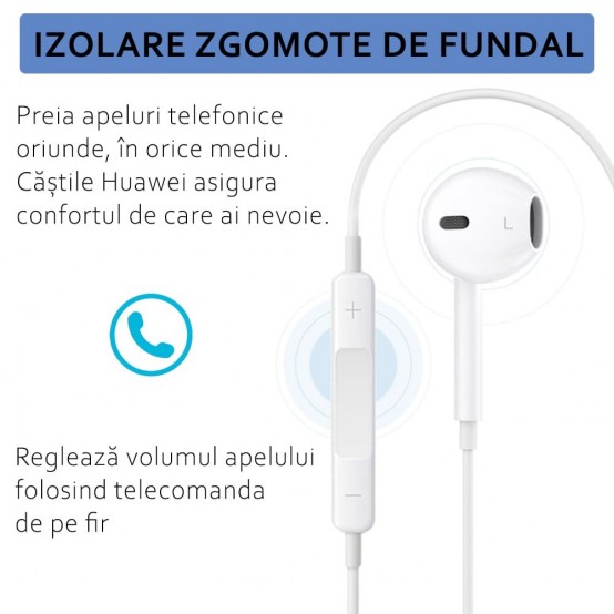 Casca Huawei Original Stereo Headset (AM116), Jack 3.5mm - White (Bulk Packing) AM116