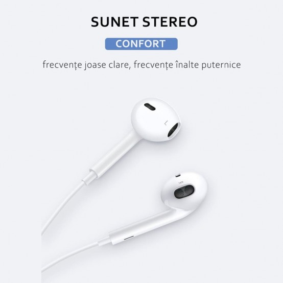 Casca Huawei Original Stereo Headset (AM116), Jack 3.5mm - White (Bulk Packing) AM116