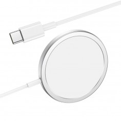 Casca Hoco Wireless Charger Original Series (CW30 Pro) - Fast Charging, for iPhone and TWS Headsets, 3A, 15W - Silver CW30 Pro