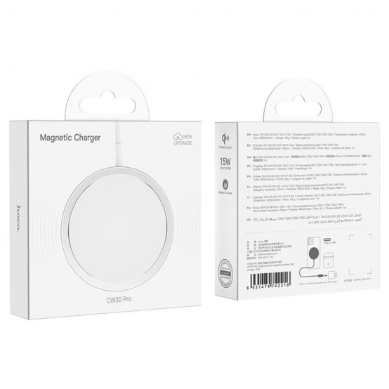 Casca Hoco Wireless Charger Original Series (CW30 Pro) - Fast Charging, for iPhone and TWS Headsets, 3A, 15W - Silver CW30 Pro