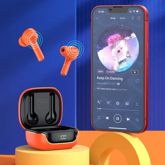 Casca Hoco Wireless Earbuds (EW18) - TWS with Bluetooth 5.3 - Orange EW18
