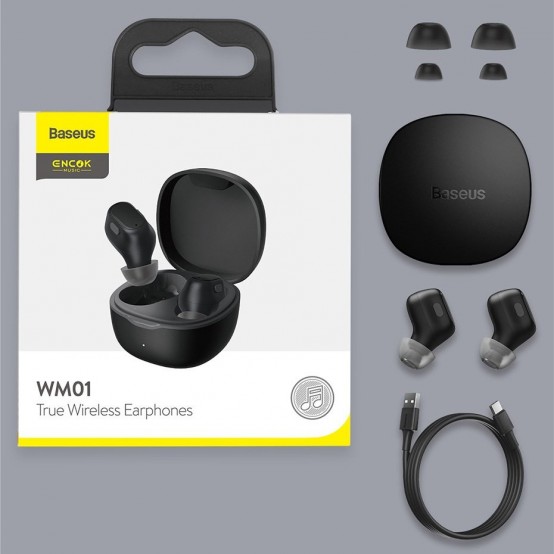 Casca Baseus Wireless Earbuds Encok WM01 (NGTW240001) - TWS with Bluetooth 5.3 - Black NGTW240001