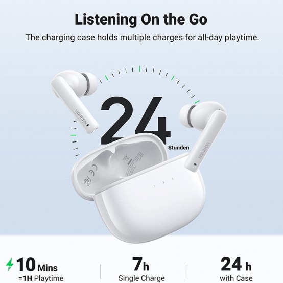 Casca Ugreen Wireless Earbuds HiTune T3 (90206) - Active Noise-Cancelling, BT 5.2 - White 90206