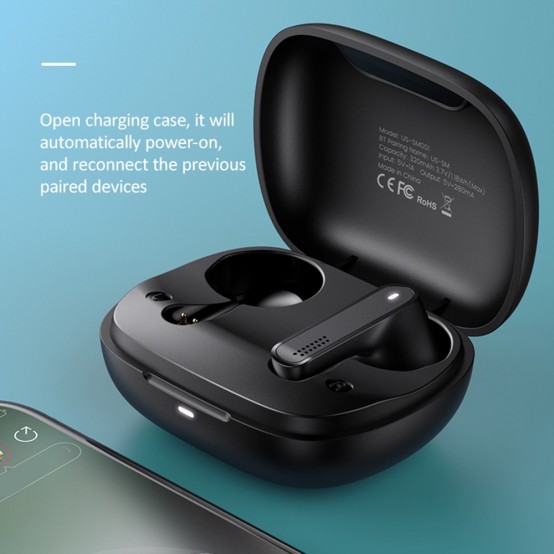 Casca USAMS Wireless Earbuds SM Series (BHUSM02) - TWS with Bluetooth 5.0 - Black BHUSM02