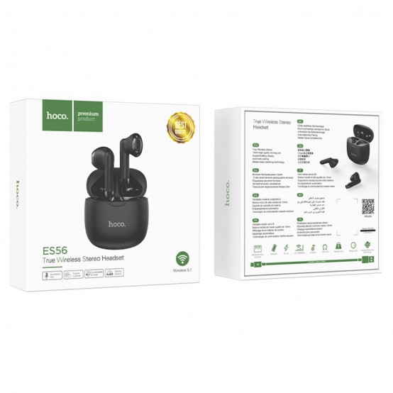 Casca Hoco Wireless Earbuds Scout (ES56) - TWS with Bluetooth 5.1 - Black ES56
