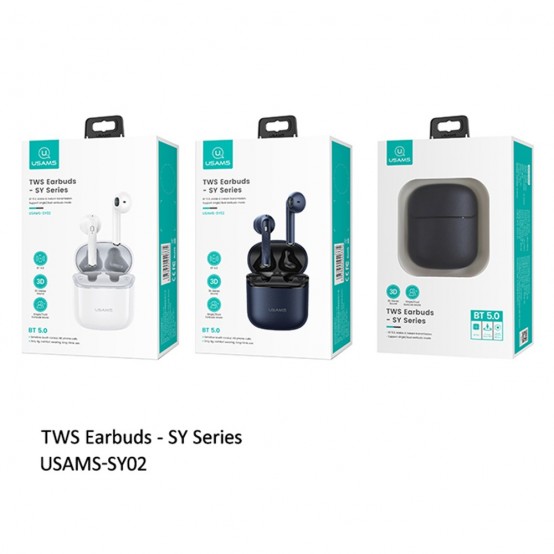 Casca USAMS Wireless Earbuds SY Series (BHUSY02) - TWS with Bluetooth 5.0 - Blue BHUSY02
