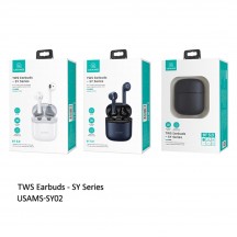 Casca USAMS Wireless Earbuds SY Series (BHUSY02) - TWS with Bluetooth 5.0 - Blue BHUSY02