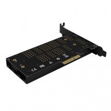 Adaptor Axagon PCI-E 3.0 4x - DUAL M.2 SSD (NVMe + SATA), Voltaj Dual, Suport SSD pana la 110 mm + Cooler Activ PCEM2-DC