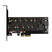 Adaptor Axagon PCI-E 3.0 4x - DUAL M.2 SSD (NVMe + SATA), Voltaj Dual, Suport SSD pana la 110 mm + Cooler Activ PCEM2-DC