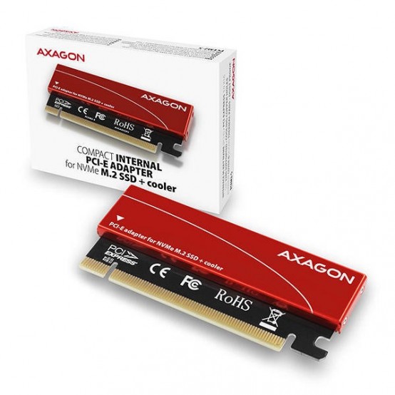 Adaptor Axagon PCI-E 3.0 16x - M.2, SSD NVMe, Suport SSD pana la 80 mm, low profile, Radiator Inclus PCEM2-S