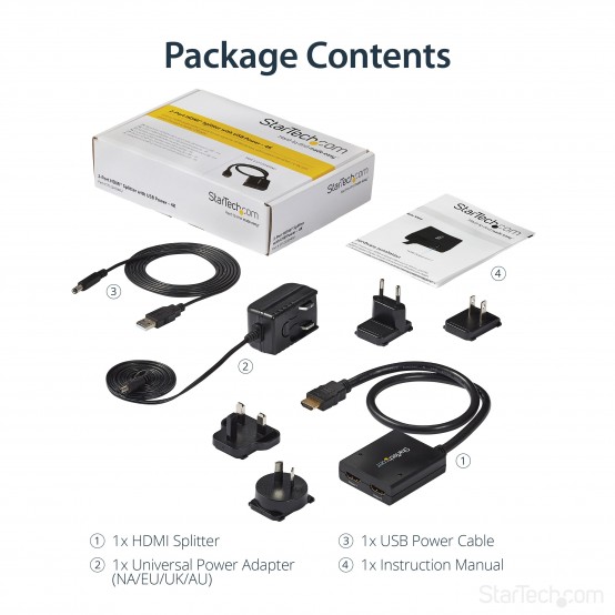 Multiplicator StarTech.com 4K HDMI 2-Port Video Splitter - 4K 30Hz ST122HD4KU