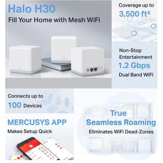 Router Mercusys  HALO H30(3-PACK)