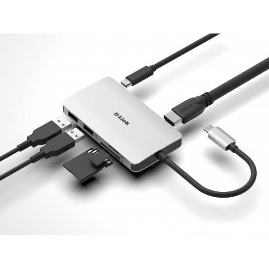 Docking Station D-Link 6-in-1 USB-C Hub with HDMI/Card Reader/Power Delivery DUB-M610