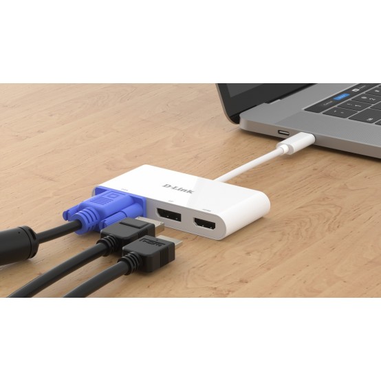 Adaptor D-Link 3-in-1 USB-C to HDMI/VGA/DisplayPort Adapter DUB-V310