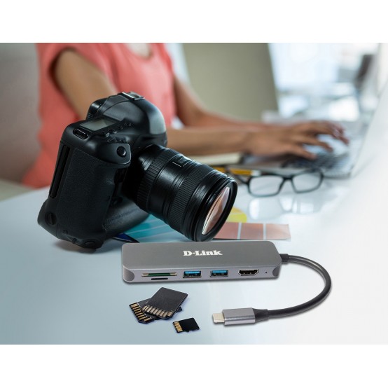 Docking Station D-Link 6-in-1 USB-C Hub with HDMI/Card Reader/Power Delivery DUB-2327