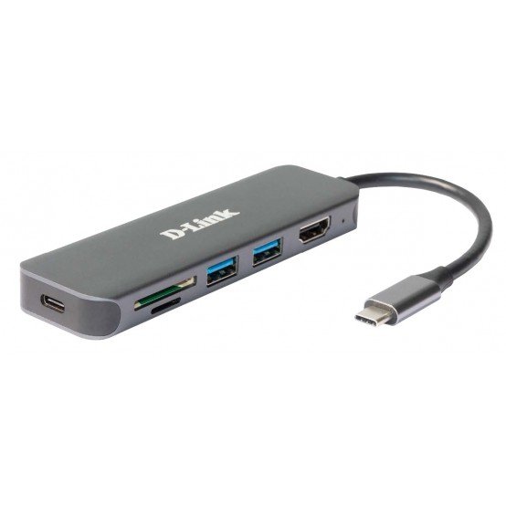 Docking Station D-Link 6-in-1 USB-C Hub with HDMI/Card Reader/Power Delivery DUB-2327