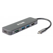 Docking Station D-Link 6-in-1 USB-C Hub with HDMI/Card Reader/Power Delivery DUB-2327