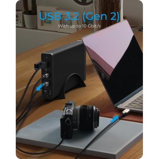 Rack RaidSonic ICY BOX Enclosure for 3,5" or 2,5" HDD/SSD with USB 3.2 (Gen 2) Type-C interface and USB Hub IB-382H-C31