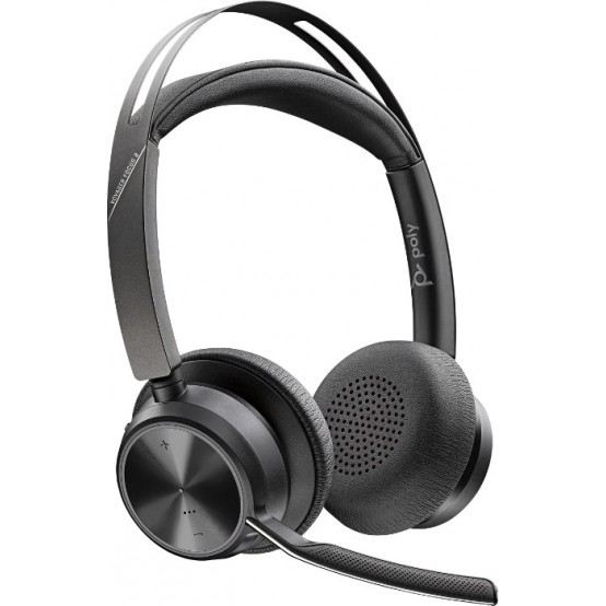 Casca Poly Plantronics Polycom Voyager Focus 2 UC, Microsoft, USB-C, Charge Stand 214432-02