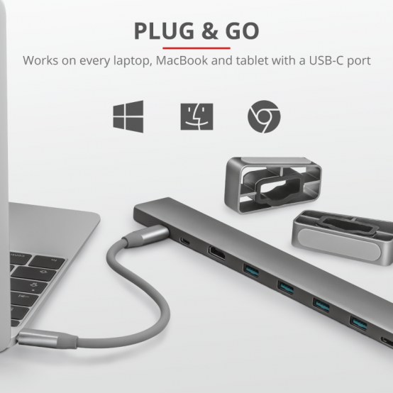 Docking Station Trust Dalyx Aluminium 10-in-1 USB-C Multi-port Dock TR-23417