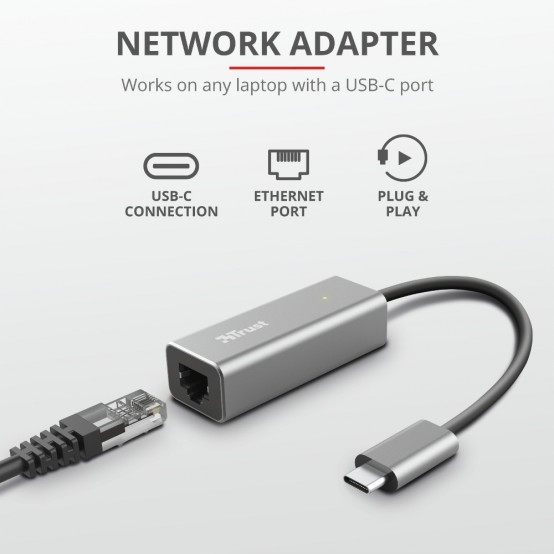 Placa de retea Trust Dalyx USB-C to Ethernet Adapter TR-23771