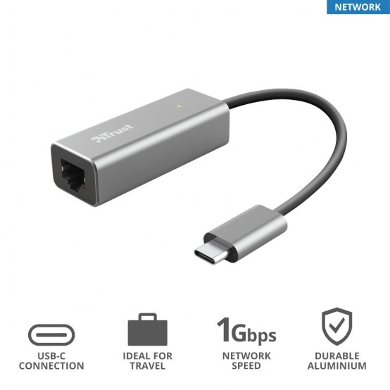 Placa de retea Trust Dalyx USB-C to Ethernet Adapter TR-23771