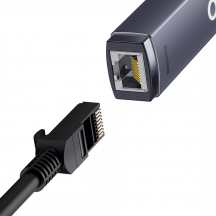 Placa de retea Baseus Lite, USB 2.0 to RJ-45 Gigabit LAN Adapter, metalic WKQX000113