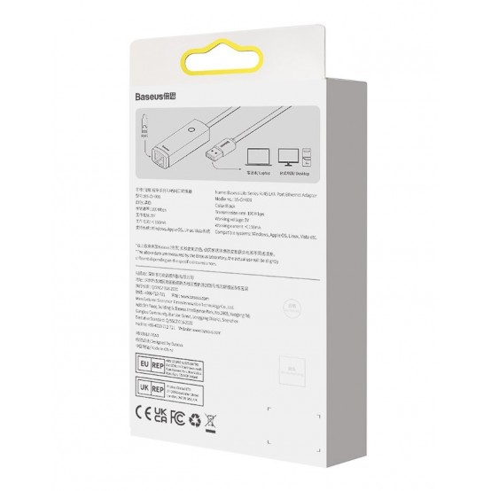 Placa de retea Baseus Lite, USB 2.0 to RJ-45 10/100 Mbps Adapter WKQX000001