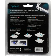 Rack Spacer Caddy HDD/ SSD pentru CD/DVD Bay 12.7mm SPR-25DVDN