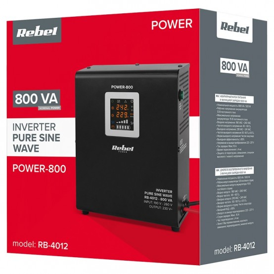 UPS Rebel centrale termice, sinus pur 800VA 500W 12V
 RB-4012