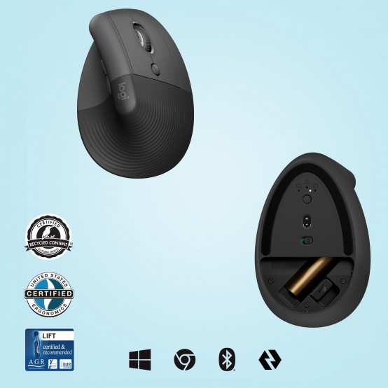 Mouse Logitech Lift Vertical Ergonomic Mouse Graphite 910-006473