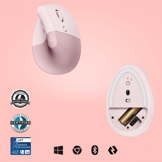 Mouse Logitech Lift Vertical Ergonomic Mouse Rose / Dark Rose 910-006478