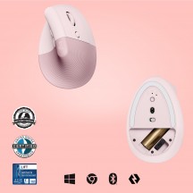Mouse Logitech Lift Vertical Ergonomic Mouse Rose / Dark Rose 910-006478