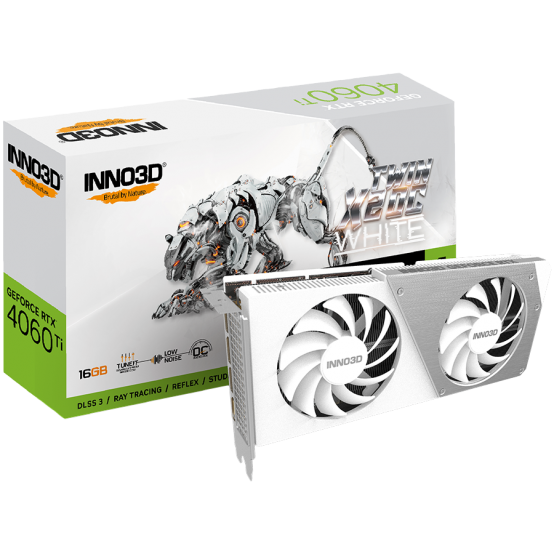 Placa video Inno3D GeForce RTX 4060 Ti 16GB Twin X2 OC White N406T2-16D6X-178055W