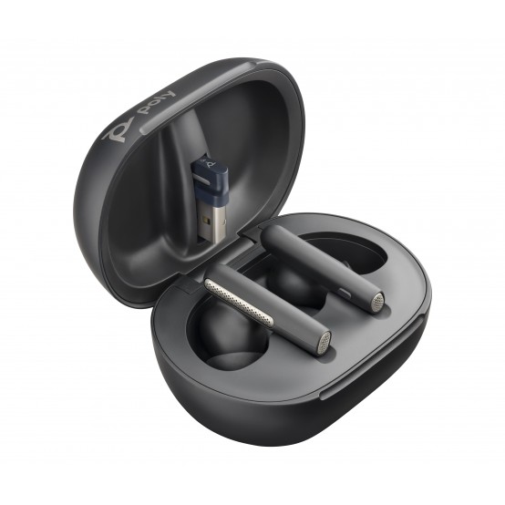 Casca HP Poly Voyager Free 60+ UC Carbon Black Earbuds +BT700 USB-C Adapter +Touchscreen Charge Case 7Y8G4AA