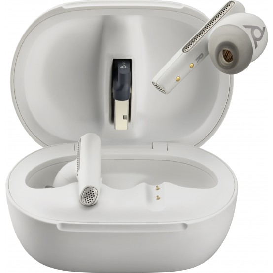 Casca HP Poly Voyager Free 60+ UC M White Sand Earbuds +BT700 USB-C Adapter +Touchscreen Charge Case 7Y8G8AA
