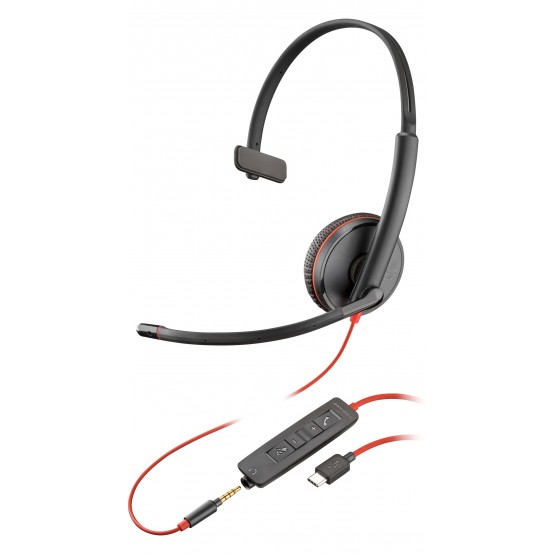 Casca HP Poly Blackwire C3215 Monaural Headset +Carry Case (Bulk) 80S05A6