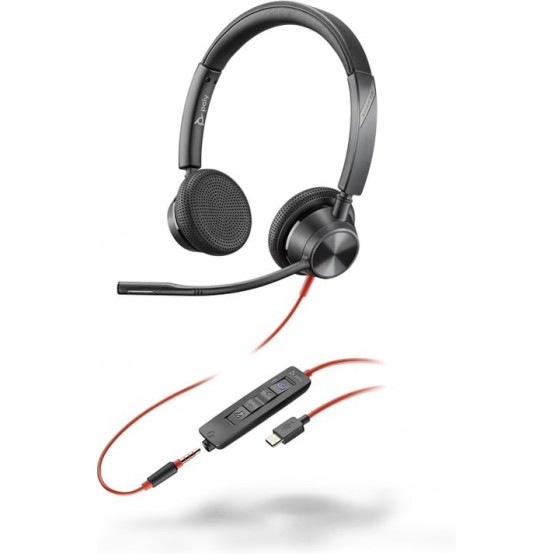 Casca HP Poly Blackwire 3325 Stereo Microsoft Teams Certified USB-C Headset +3.5mm Plug +USB-C/A Adapter 8X222AA